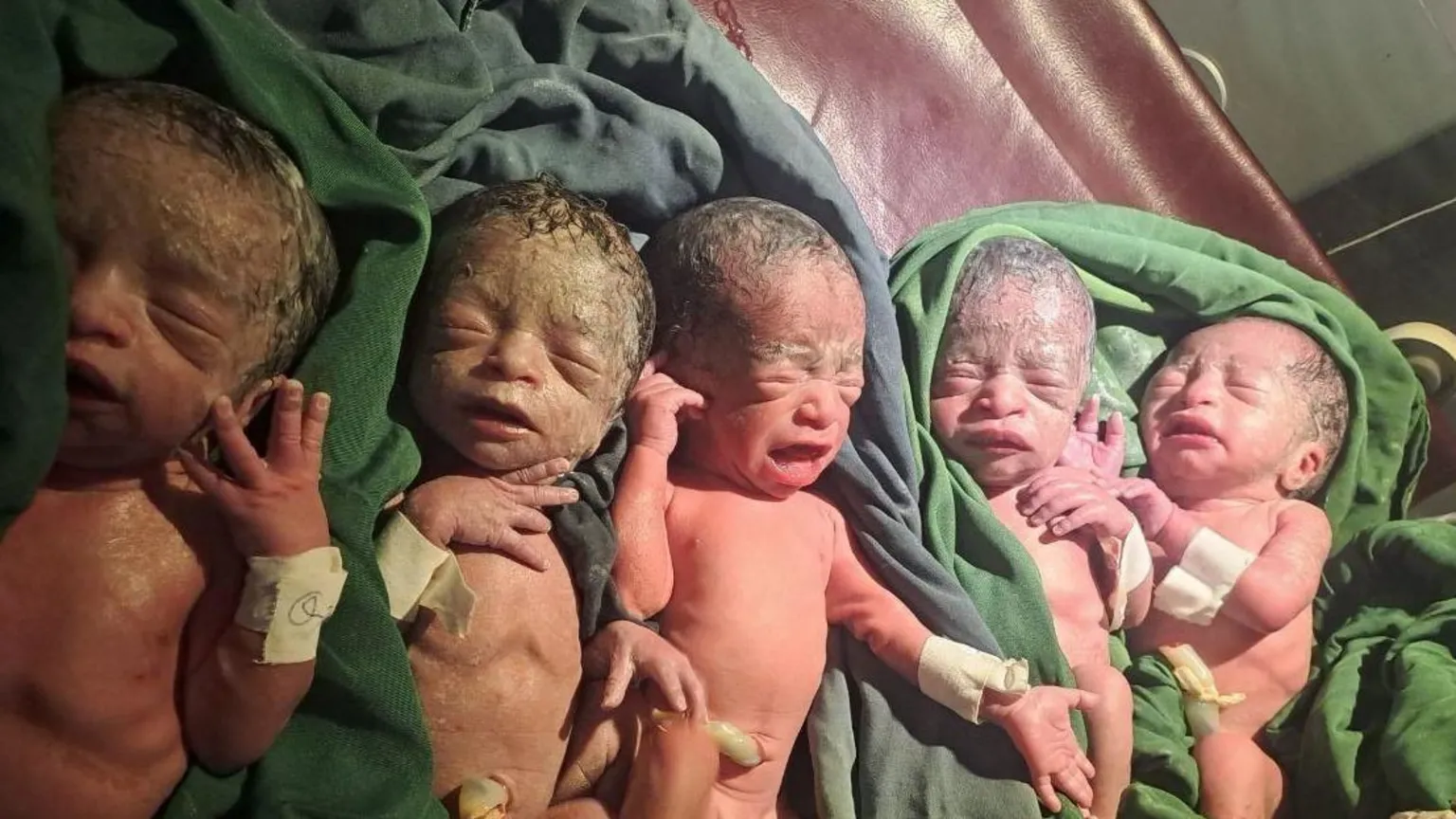 Ethiopian woman celebrates rare quintuplets after 12 years of trying to have children