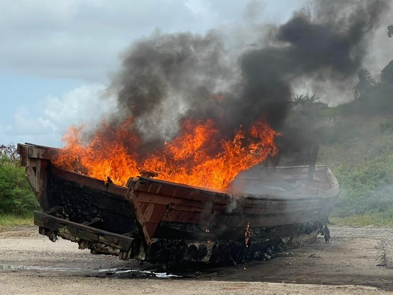 NPA, Western Naval Command destroyed 8 jumbo canoes used for illegal refueling in Takoradi