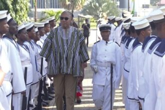 Dr Clement Apaak, Deputy Minister of Education, inspecting the guard of honour mounted by the cadet