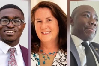 Photo Kelly P. Devine – Mayor of Fredericksburg Middle Road Owusu Mensah – Mayor Princess left, Oral Ofori of TeAfrica Dream Consultants, Inc. right