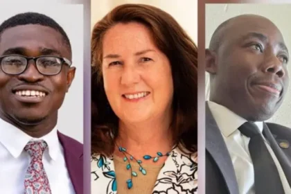 Photo Kelly P. Devine – Mayor of Fredericksburg Middle Road Owusu Mensah – Mayor Princess left, Oral Ofori of TeAfrica Dream Consultants, Inc. right