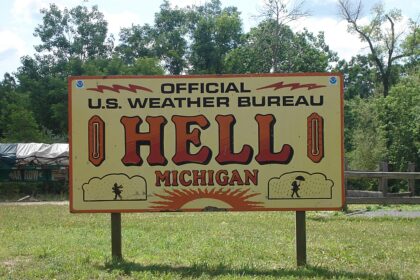 Secure a place in hell: Part of Michigan's quirky tourist town goes up for sale