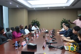 Mrs Elizabeth Ofosu-Agyare (2nd from left), Minister of Trade, Agribusiness and Industry speaking at the event