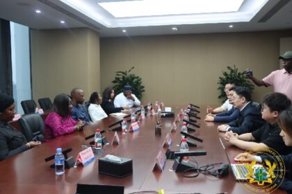 Mrs Elizabeth Ofosu-Agyare (2nd from left), Minister of Trade, Agribusiness and Industry speaking at the event