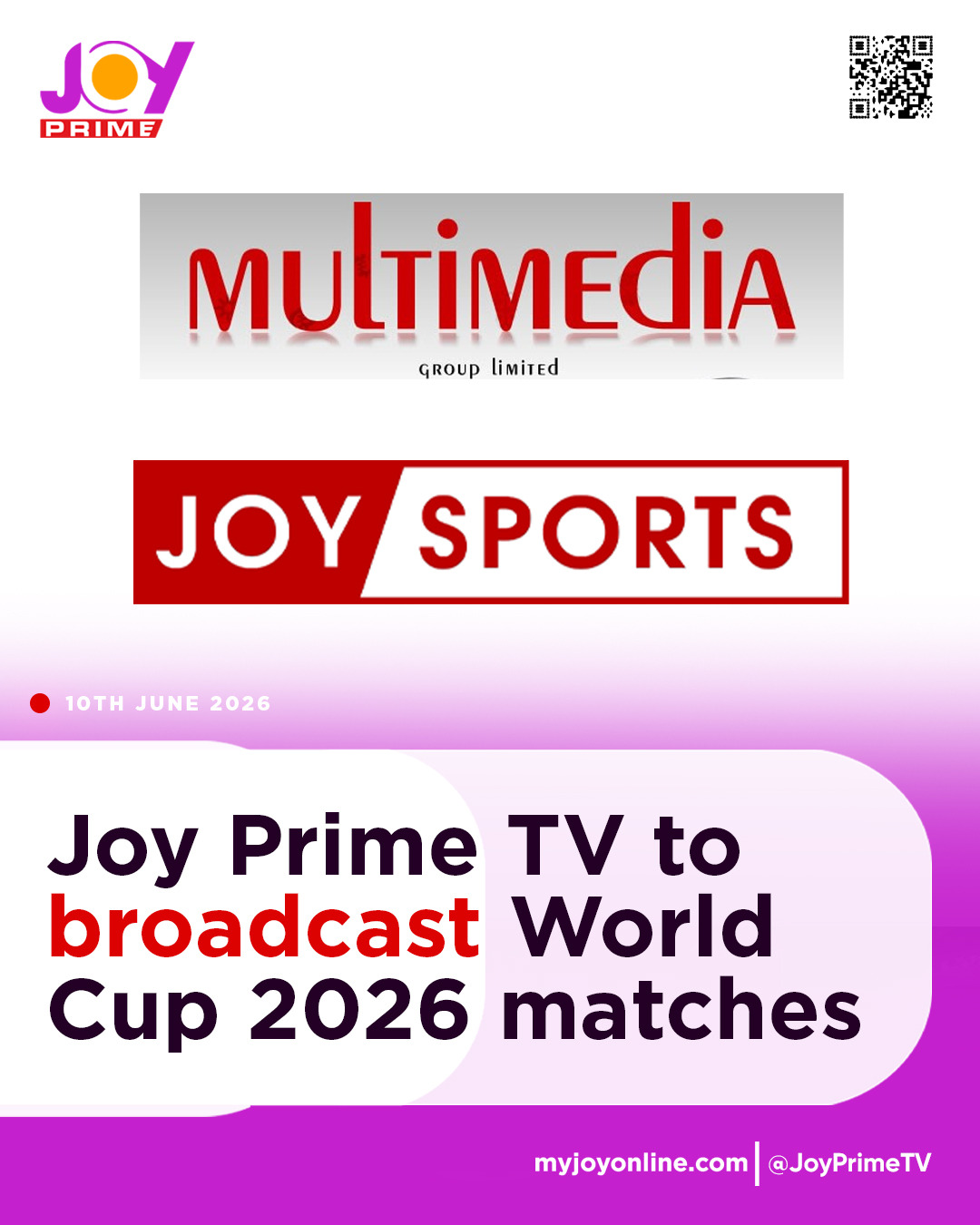 Joy Prime TV to broadcast 2026 World Cup matches