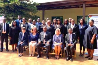 Justice Tanko (seated middle) and Laura Ranalli (seated 2nd from left), Italian Ambassador to Ghana, with judges and magistrates at the training