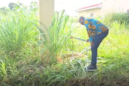 Obuasi East Member of Parliament clears weeds at Afari Military Hospital premises, demands immediate start of operations
